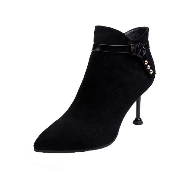boots stiletto and velvet ankle autumn winter british style high heels for ladies, Black
boots stiletto and velvet ankle autumn winter british style high heels for ladies, Black
