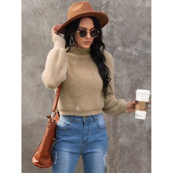 women's plush shirt fall elastic party high neck loose warm solid color tight cuff clothes sweaters for women kg-354, White;black
women's plush shirt fall elastic party high neck loose warm solid color tight cuff clothes sweaters for women kg-354, White;black
