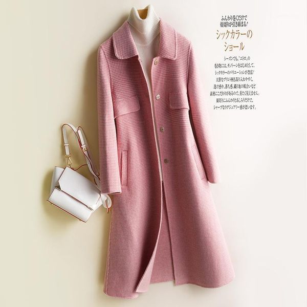 women's wool & blends 2021 winter elegant 300% coat women korean fashion ladies slim plaid long cashmere jacket casaco feminino 8003lw5, Black
women's wool & blends 2021 winter elegant 300% coat women korean fashion ladies slim plaid long cashmere jacket casaco feminino 8003lw5, Black