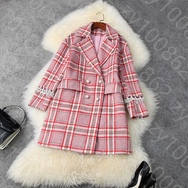 2020 fall winter sleeve notched-lapel pink plaid beads panelled tassel double-breasted wool & blends coat long outwear coats ld04t11659 jmd8, Black
2020 fall winter sleeve notched-lapel pink plaid beads panelled tassel double-breasted wool & blends coat long outwear coats ld04t11659 jmd8, Black