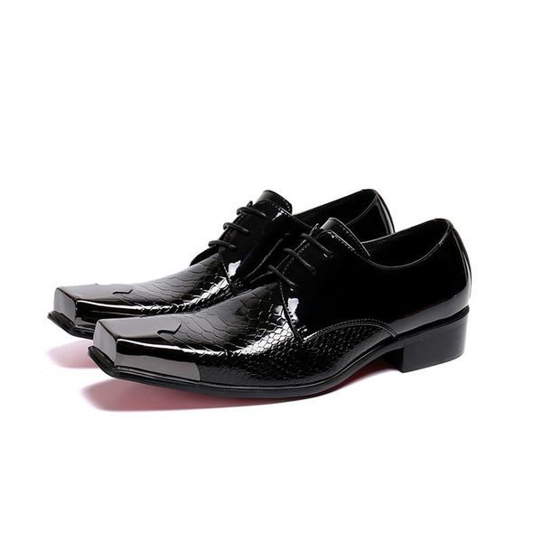 metel square toe men leather dress shoes lace up mens oxfords shiny fashion snake printed shoes for men plus size business, Black
metel square toe men leather dress shoes lace up mens oxfords shiny fashion snake printed shoes for men plus size business, Black