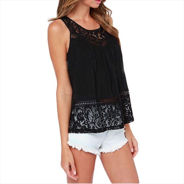 women spring summer o neck black hollow out blouse shirts ladies fashion lace patchwork shirt female sleeveless, White
women spring summer o neck black hollow out blouse shirts ladies fashion lace patchwork shirt female sleeveless, White