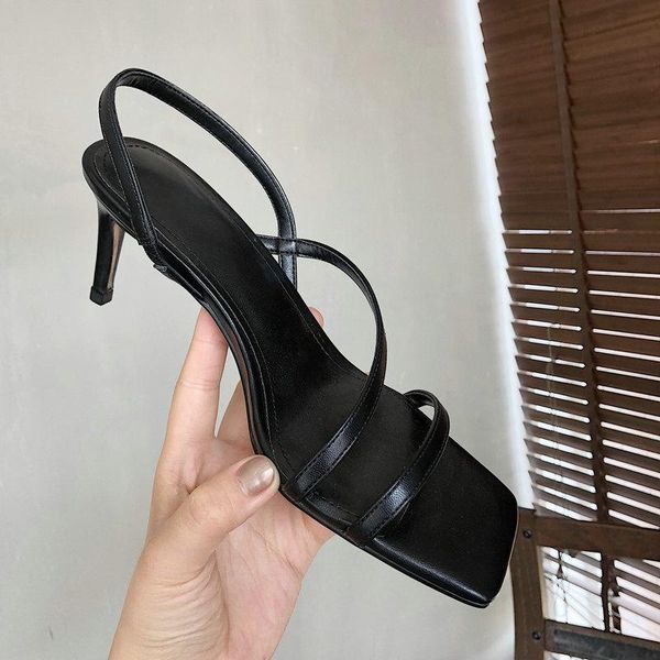 new fashion women sandals genuine leather buckle strap 7cm high heels ladies shoes simple party concise sandals, Black
new fashion women sandals genuine leather buckle strap 7cm high heels ladies shoes simple party concise sandals, Black