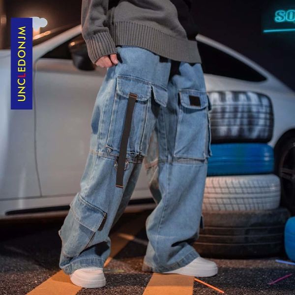 uncledonjm 20aw high street patchwork multi-pocket jeans ins hip hop wide leg pants men hip hop jeans men loose fit k8834, Blue
uncledonjm 20aw high street patchwork multi-pocket jeans ins hip hop wide leg pants men hip hop jeans men loose fit k8834, Blue