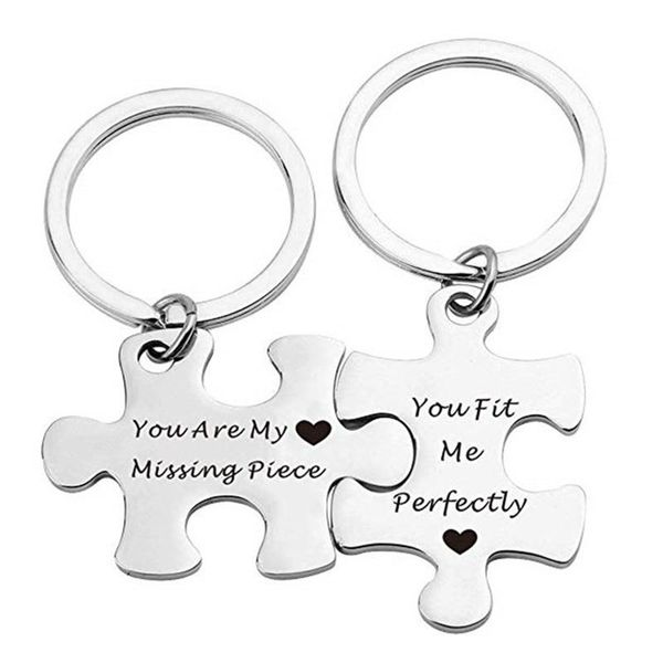 2pcs stainless steel puzzle letter "you are my missing piece" couple keychains cute key ring holder valentine's day gift llav, Silver
2pcs stainless steel puzzle letter "you are my missing piece" couple keychains cute key ring holder valentine's day gift llav, Silver