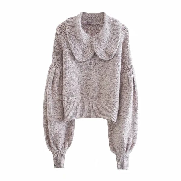 2021 new women purple cropped knitted sweater woman autumn winter fashion ruffled collar puff long sleeves pullover 9y2t, White;black
2021 new women purple cropped knitted sweater woman autumn winter fashion ruffled collar puff long sleeves pullover 9y2t, White;black