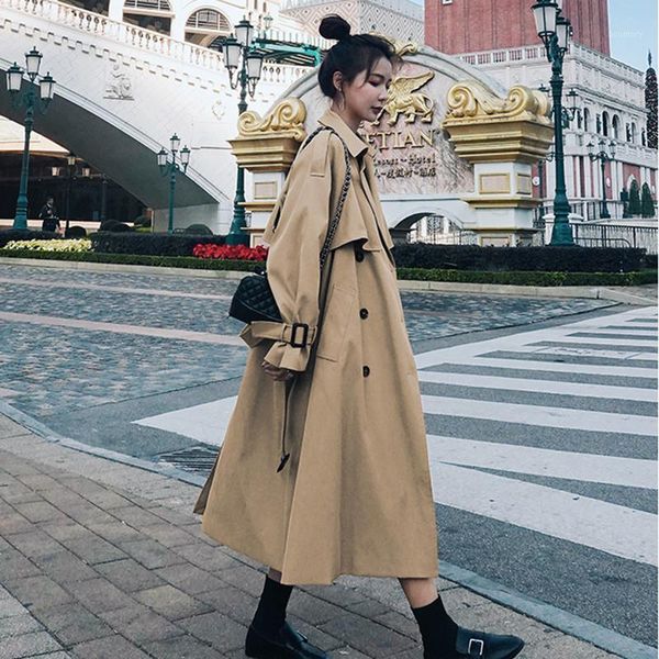 windbreaker women's mid-length 2021 spring autumn new korean style loose retro british style khaki waist long trench coat m6481, Tan;black
windbreaker women's mid-length 2021 spring autumn new korean style loose retro british style khaki waist long trench coat m6481, Tan;black