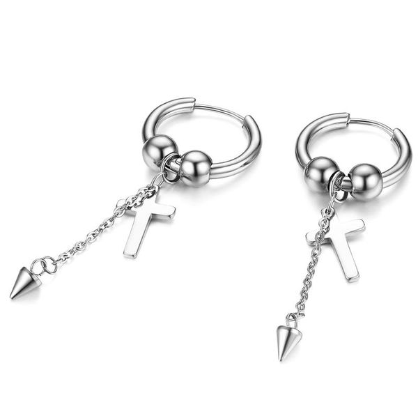 boniskiss hiphop hoop earrings men's punk cross earring high-quality stainless steel jewelry charm gift for lady bijoux, Golden;silver
boniskiss hiphop hoop earrings men's punk cross earring high-quality stainless steel jewelry charm gift for lady bijoux, Golden;silver