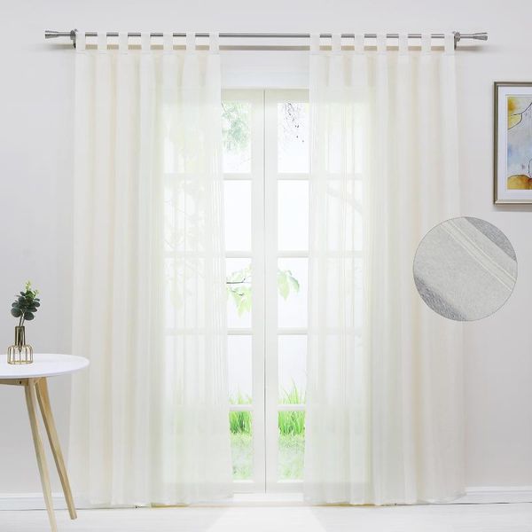 2pcs window curtain stripe sheer tulle voile fabric screening window treatment for living room white beige color
2pcs window curtain stripe sheer tulle voile fabric screening window treatment for living room white beige color