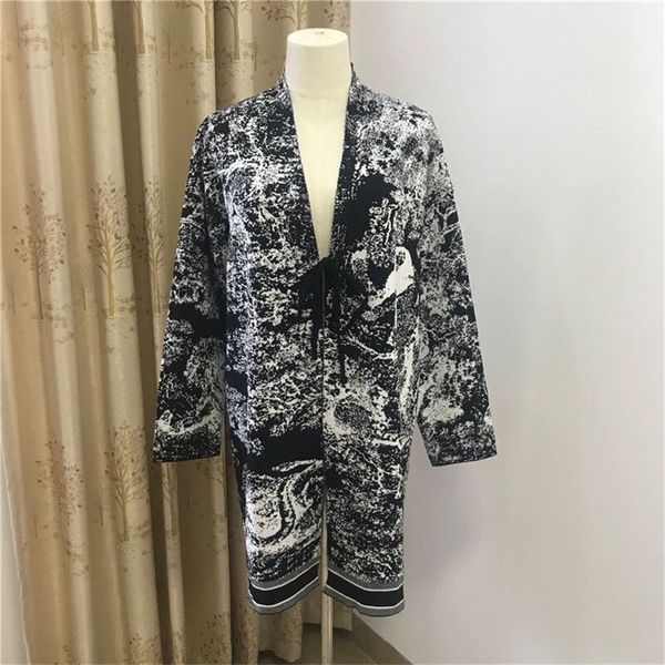autumn new animal jungle long sleeve bandage shawl knitted cardigan coat women, White