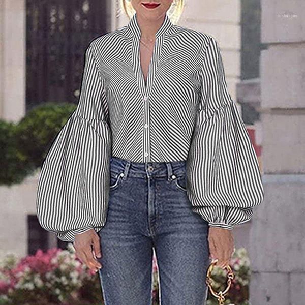 women's vintage lantern sleeve striped blouses fashion shirt celmia 2020 autumn v-neck casual office blusas plus size 1, White
women's vintage lantern sleeve striped blouses fashion shirt celmia 2020 autumn v-neck casual office blusas plus size 1, White