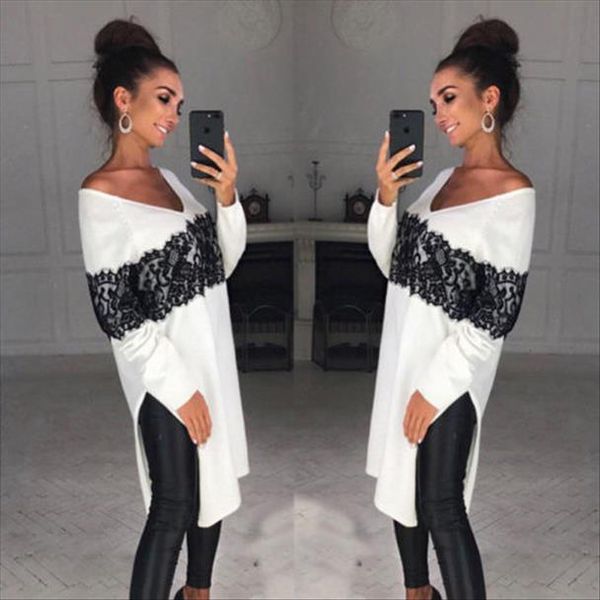 arrival ladies women long sleeve casual knit t shirt 2020 new asymmetric lace patchwork loose tee shirt, White
arrival ladies women long sleeve casual knit t shirt 2020 new asymmetric lace patchwork loose tee shirt, White