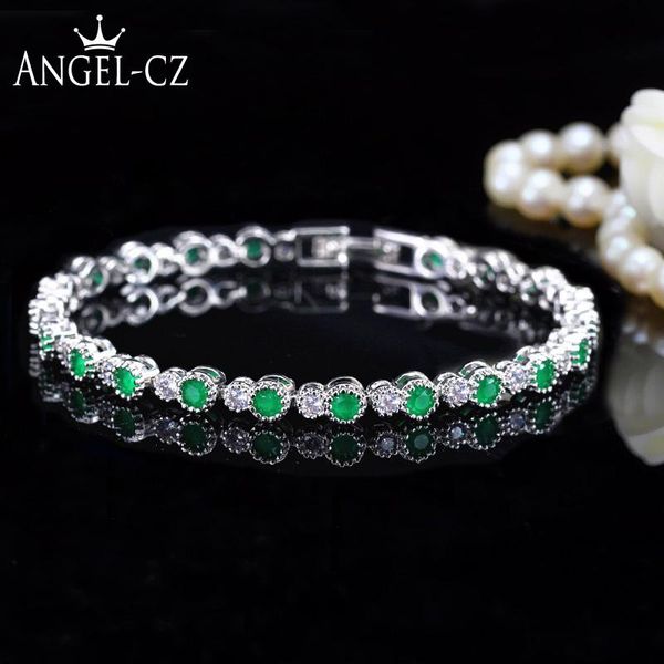 angelcz classic green cubic zirconia stone with round white cz setting ladies chain bracelet silver color jewelry for women b109, Black
angelcz classic green cubic zirconia stone with round white cz setting ladies chain bracelet silver color jewelry for women b109, Black