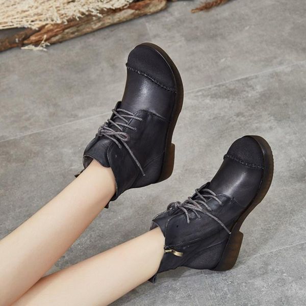 boots flat women boot 2021 retro wild women's cotton leather thick heel lace comfortable soft bottom, Black
boots flat women boot 2021 retro wild women's cotton leather thick heel lace comfortable soft bottom, Black