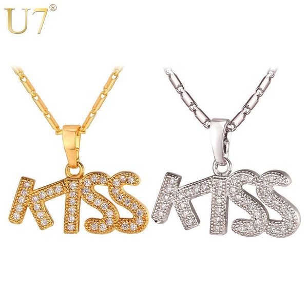 pendant necklaces u7 kiss letter charm necklace for women gift love romantic cute gold/silver color & chain 2021 jewelry p1063
pendant necklaces u7 kiss letter charm necklace for women gift love romantic cute gold/silver color & chain 2021 jewelry p1063