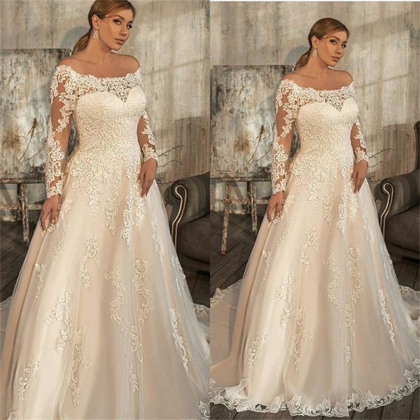 plus size a line wedding dresses appliqued lace long sleeves ruched satin bridal gowns custom made beach boho sweep train robes de mariée, White
plus size a line wedding dresses appliqued lace long sleeves ruched satin bridal gowns custom made beach boho sweep train robes de mariée, White
