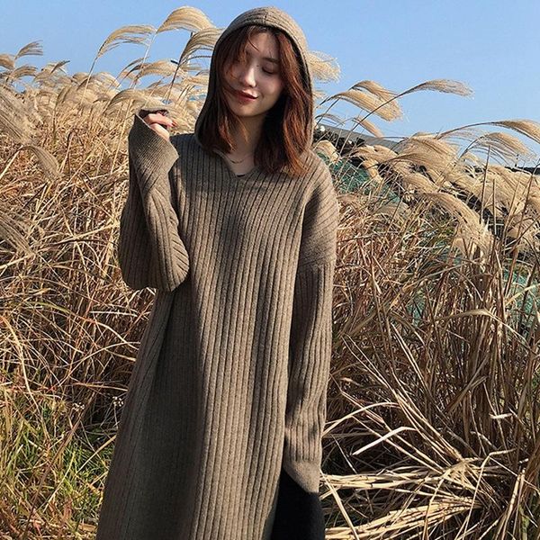 autumn and winter new women's knitted a-type dress with hood collar sweater dress ladies plus size long sleeve, White
autumn and winter new women's knitted a-type dress with hood collar sweater dress ladies plus size long sleeve, White