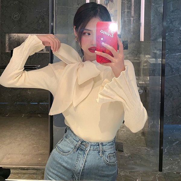 autumn 2020 new bow pullover t-shirt slim fit short long sleeve sweater bottoms for women
autumn 2020 new bow pullover t-shirt slim fit short long sleeve sweater bottoms for women