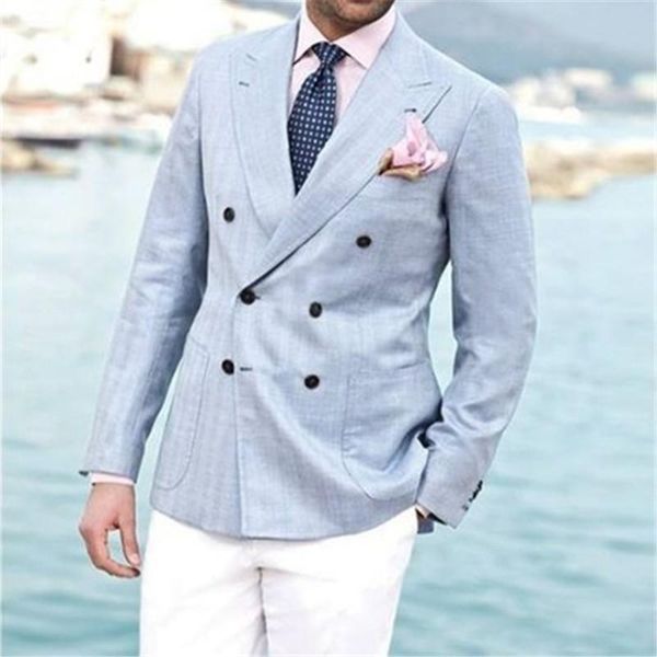 light blue coat white pant men suits for wedding 2pieces(jacket+pant+tie) fashion groom slim fit terno masculino blazer 531, White;black
light blue coat white pant men suits for wedding 2pieces(jacket+pant+tie) fashion groom slim fit terno masculino blazer 531, White;black