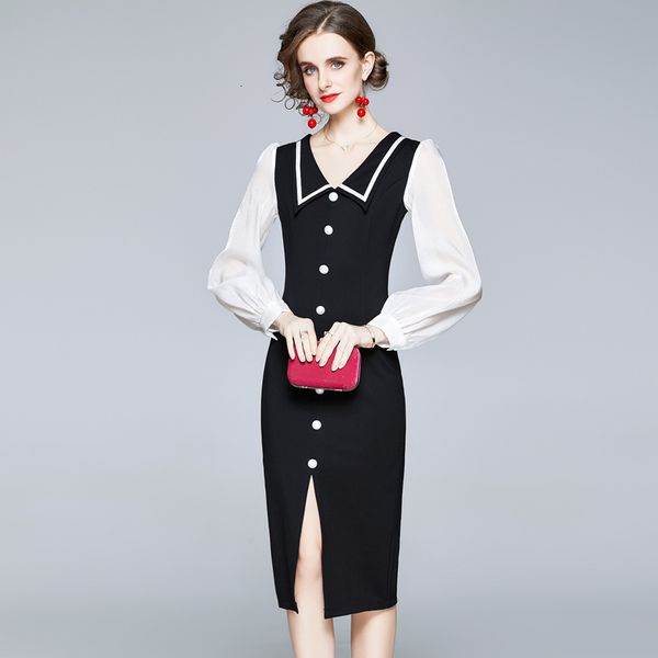 2021 new merchall autumn winter women runway lantern sleeve peter pan collar single breasted bodycon split black party es 7k9v, Black;gray
2021 new merchall autumn winter women runway lantern sleeve peter pan collar single breasted bodycon split black party es 7k9v, Black;gray