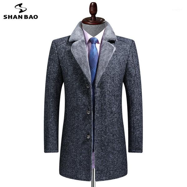 shan bao plus velvet thick and comfortable wool collar wool coat 2020 winter brand clothing men's slim long lapel coat big size1, Black
shan bao plus velvet thick and comfortable wool collar wool coat 2020 winter brand clothing men's slim long lapel coat big size1, Black