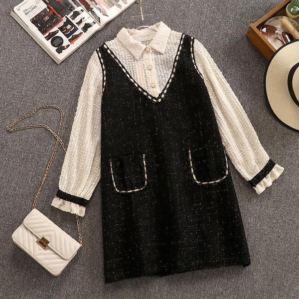 2020 autumn trendy women long sleeves turn-down collar patchwork dress female loose style dresses a1991, Black;gray
2020 autumn trendy women long sleeves turn-down collar patchwork dress female loose style dresses a1991, Black;gray