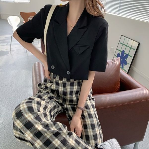 #2020 new korean wide coat wide leg pants style plaid casual wide-leg pants + suit collar black coat vnsbb, Gray
#2020 new korean wide coat wide leg pants style plaid casual wide-leg pants + suit collar black coat vnsbb, Gray