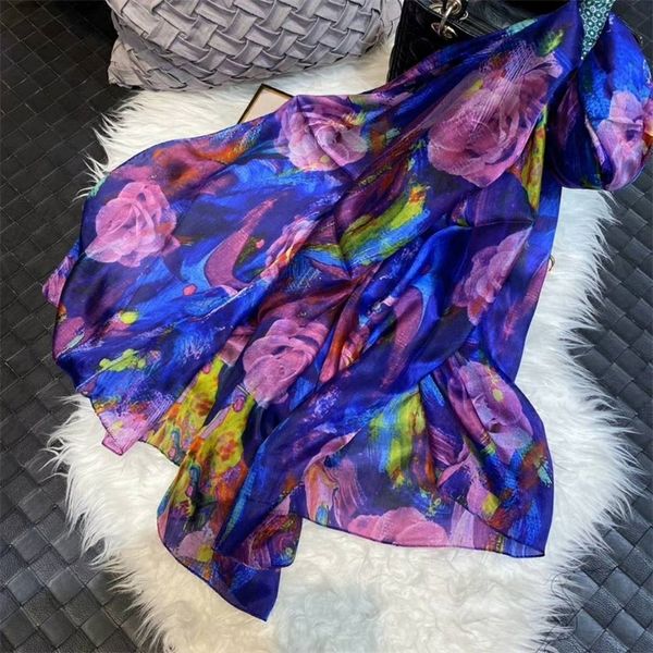 new summer women blue pink roses silk beach shawl scarf brand fashion 100% pure silk long scarves wraps fall winter neck scarf y201024, Blue;gray
new summer women blue pink roses silk beach shawl scarf brand fashion 100% pure silk long scarves wraps fall winter neck scarf y201024, Blue;gray
