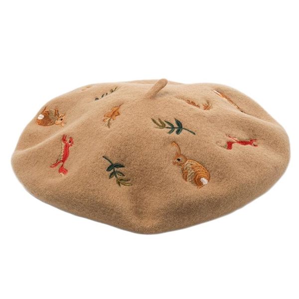women winter faux wool beret cap kawaii cute cartoon forest squirrel embroidery painter beanie hat, Blue;gray
women winter faux wool beret cap kawaii cute cartoon forest squirrel embroidery painter beanie hat, Blue;gray