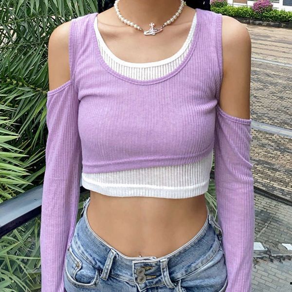autumn solid style new 2020 women's off shoulder long sleeve fake two piece t-shirt, Black;gray
autumn solid style new 2020 women's off shoulder long sleeve fake two piece t-shirt, Black;gray