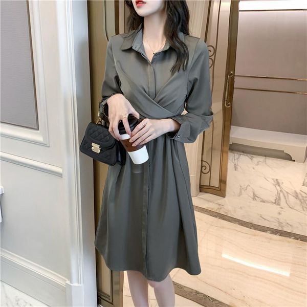 coigarsam full sleeve women dress spring belt high waist dresses green 1265, Black;gray
coigarsam full sleeve women dress spring belt high waist dresses green 1265, Black;gray