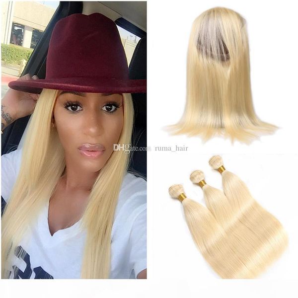 8a straight blonde hair with 360 frontal pre plucked 22.5*4*2 perimeter #613 blonde human mongolian virgin hair 3 bundles with 360 frontal, Black;brown 
8a straight blonde hair with 360 frontal pre plucked 22.5*4*2 perimeter #613 blonde human mongolian virgin hair 3 bundles with 360 frontal, Black;brown