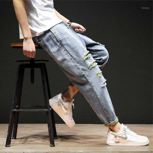 new spring & summer ankle-length ripped hole jeans men's loose casual designer trousers plus size harem pants male denim jeans1, Blue
new spring & summer ankle-length ripped hole jeans men's loose casual designer trousers plus size harem pants male denim jeans1, Blue
