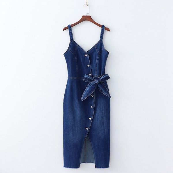 2019 summer women denim dress split stretch bodycon dress vintage bow waist single breasted jeans1, Black;gray
2019 summer women denim dress split stretch bodycon dress vintage bow waist single breasted jeans1, Black;gray