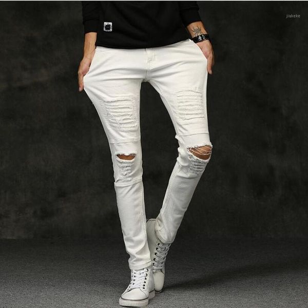 white & black ripped jeans biker men with holes super skinny famous designer brand slim fit destroyed pencil pants slim jeans1, Blue
white & black ripped jeans biker men with holes super skinny famous designer brand slim fit destroyed pencil pants slim jeans1, Blue