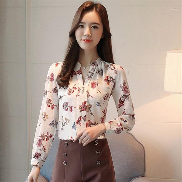 korea spring female blouses shirts office floral printed chiffon blouse shirts long sleeve women blusas shirt 1, White
korea spring female blouses shirts office floral printed chiffon blouse shirts long sleeve women blusas shirt 1, White