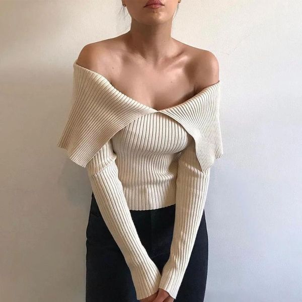2021 new women fitted knit sweater slash neck casual chic ins style elastic slim-fit knitted woman sweaters1, White;black
2021 new women fitted knit sweater slash neck casual chic ins style elastic slim-fit knitted woman sweaters1, White;black