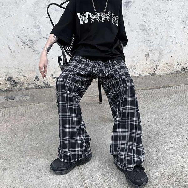 men's pants summer and autumn all-match personality plaid wide-leg trousers men's loose straight ins casual trend1, Black
men's pants summer and autumn all-match personality plaid wide-leg trousers men's loose straight ins casual trend1, Black