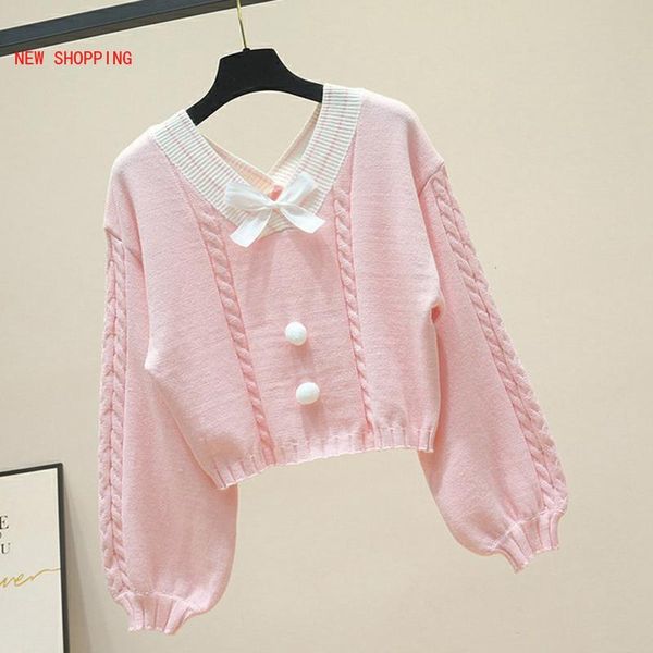 women's sweaters kawaii cute candy color bow short women fall sweet v-neck knit pullovers woman lantern sleeve crop sweater knitwear, White;black
women's sweaters kawaii cute candy color bow short women fall sweet v-neck knit pullovers woman lantern sleeve crop sweater knitwear, White;black
