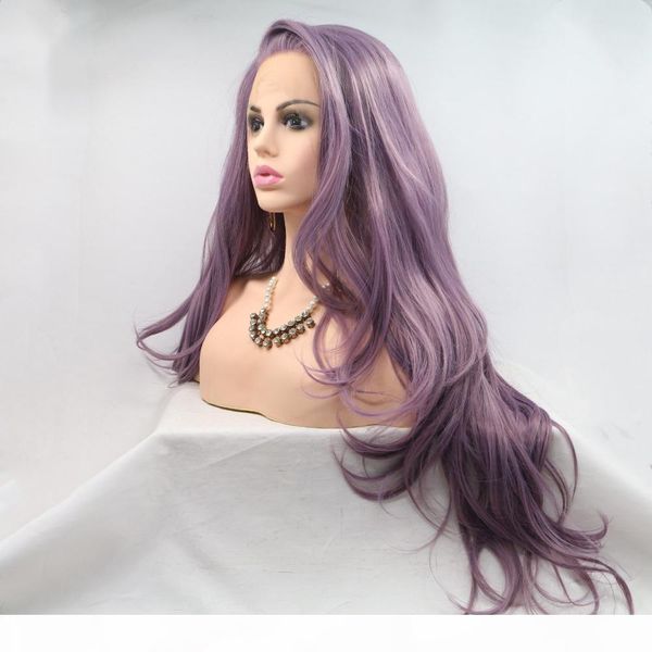 looking long wavy heat resistant fiber synthetic lace front lavender purple wigs for women, Black
looking long wavy heat resistant fiber synthetic lace front lavender purple wigs for women, Black