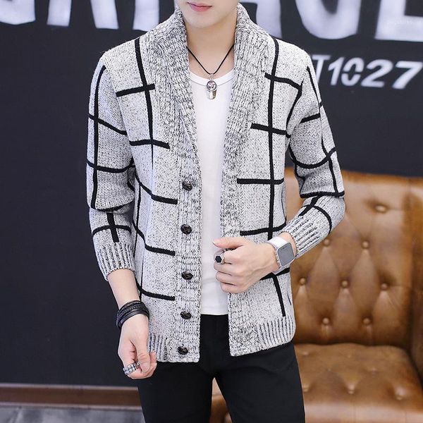 2020 autumn winter new men's knit cardigan korean fashion plaid sweater loose casual men's outerwear cardigan sweater1, White;black
2020 autumn winter new men's knit cardigan korean fashion plaid sweater loose casual men's outerwear cardigan sweater1, White;black