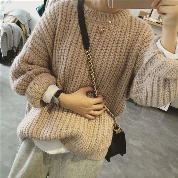 vintage autumn winter knitted sweaters for women pullover femme oversize loose long sleeve solid color long warm sweater jumper lj201113, White;black
vintage autumn winter knitted sweaters for women pullover femme oversize loose long sleeve solid color long warm sweater jumper lj201113, White;black