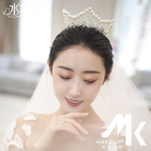 water dance a4397 korean bridal headdress imitation pearl diamond round princess crown gift, Silver
water dance a4397 korean bridal headdress imitation pearl diamond round princess crown gift, Silver