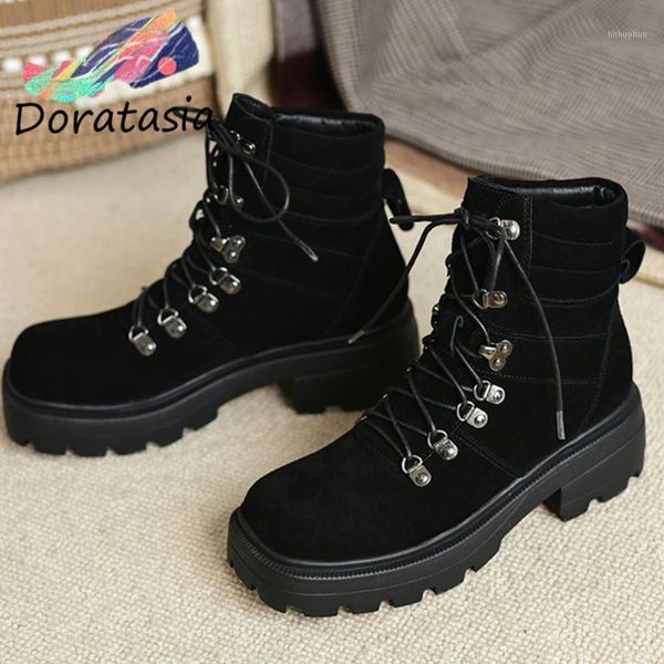 boots doratasia buckle square heel motocycle shoes casual women genuine leather platform lace metal ankle boots1, Black
boots doratasia buckle square heel motocycle shoes casual women genuine leather platform lace metal ankle boots1, Black