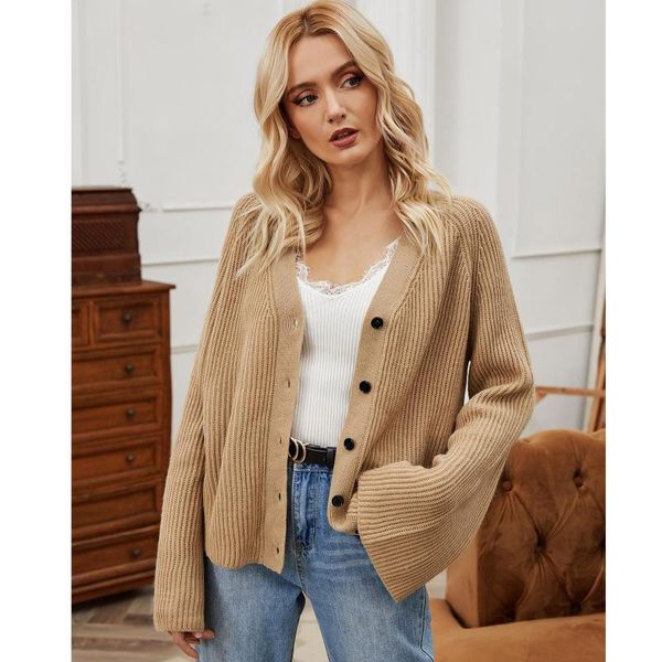 woman sweaters pull femme hiver women long sleeve single breasted v-neck flared sleeve sweater cardigan kobieta swetry, White
woman sweaters pull femme hiver women long sleeve single breasted v-neck flared sleeve sweater cardigan kobieta swetry, White