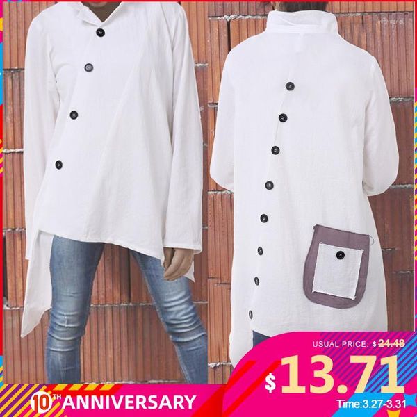 celmia women's shirts blouses 2020 vintage cotton asymmetrical long sleeve buttons pockets casual loose blusas feminina 5xl1, White
celmia women's shirts blouses 2020 vintage cotton asymmetrical long sleeve buttons pockets casual loose blusas feminina 5xl1, White