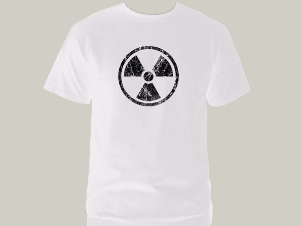 sport radioactive weapon emblem military white distressed look 100% cotton new t-shirt