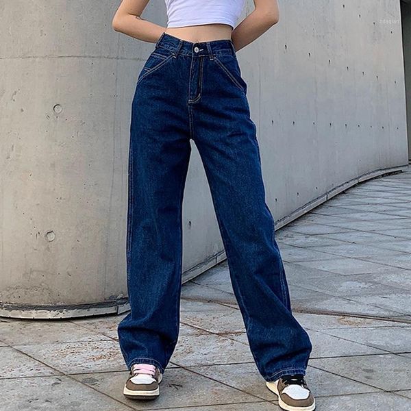 women's jeans women's retro high-waist pockets loose straight pants streetwear vintage1, Blue
women's jeans women's retro high-waist pockets loose straight pants streetwear vintage1, Blue