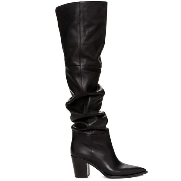 brand designer high heels winter over the knee high boots woman pointed toe warm snow leather women boots, Black
brand designer high heels winter over the knee high boots woman pointed toe warm snow leather women boots, Black