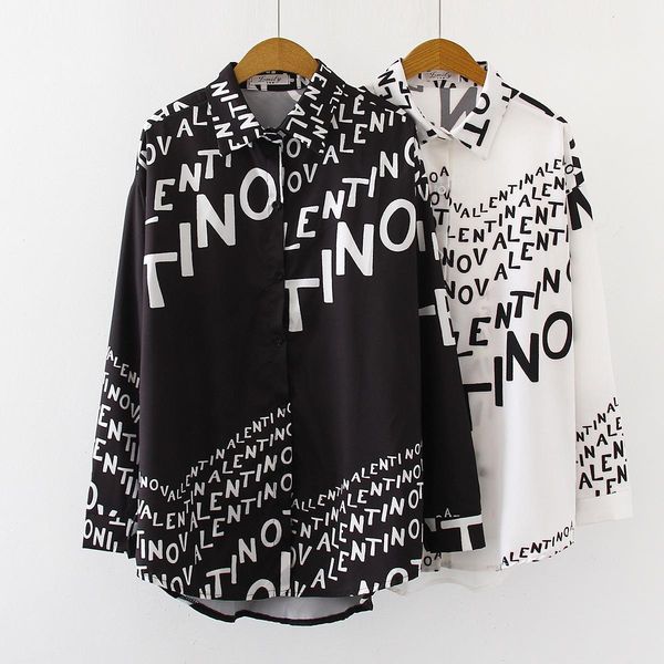 2019 autumn new women long sleeve white and black letters print loose blouses shirts casual office shirt blouse
2019 autumn new women long sleeve white and black letters print loose blouses shirts casual office shirt blouse